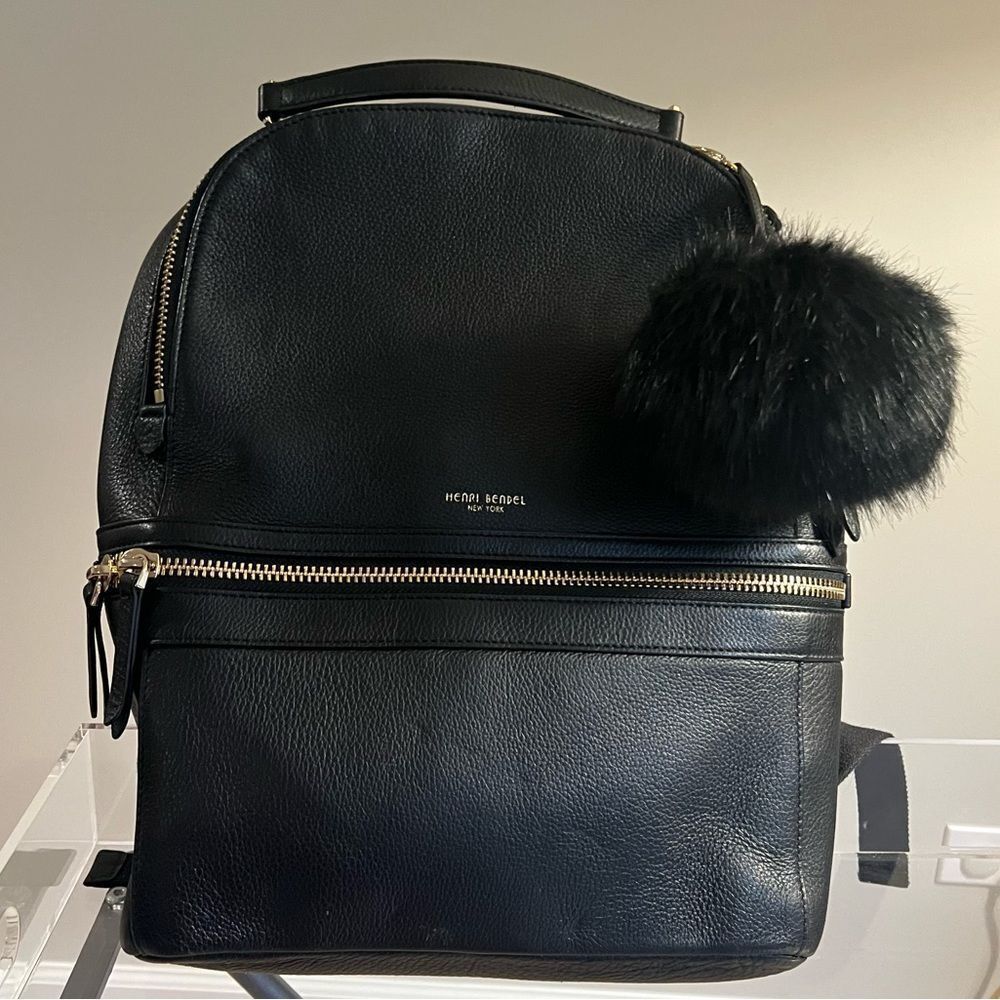 Henri Bendel Soho Backpack - Black - with Pom